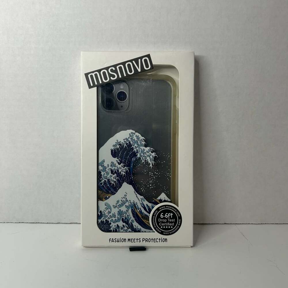 MOSNOVO iPhone 11 Pro Max Case Tokyo Wave Pattern Clear Design